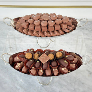 Gift Box of Silver Rings Oval Bowl With Chocolates or Dates
