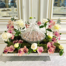 Load image into Gallery viewer, Orchids Elegant Arrangement with Bowl of Chocolates (Flower colors & type based on availability)