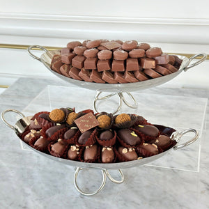 Gift Box of Silver Rings Oval Bowl With Chocolates or Dates