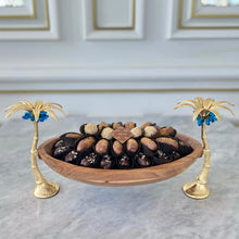 Load image into Gallery viewer, Gift Box of Metal Palms Wood Bowl With Chocolates or Dates

