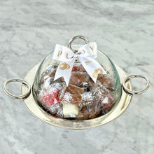 Load image into Gallery viewer, Gift Box of Small Silver Rings Tray &amp; Glass Cover With 400g Wrapped Chocolates &amp; Dates
