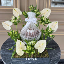 Load image into Gallery viewer, Elegant Anthurium Square Arrangement with Chocolates