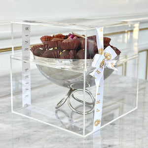 Gift Box of Silver Rings Bowl With Chocolates or Dates
