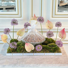 Load image into Gallery viewer, Anthurium &amp; Allium Flower Arrangement with Glass Bowl of Chocolates
