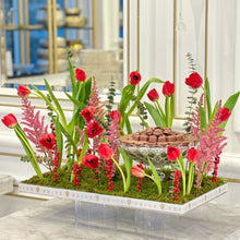 Load image into Gallery viewer, Tulips Arrangement with Bowl of Chocolates (Flower colors based on availability)