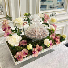 Load image into Gallery viewer, Orchids Elegant Arrangement with Bowl of Chocolates (Flower colors & type based on availability)