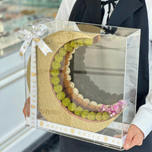 Load image into Gallery viewer, Eid Plexi Gift Box of Gold Calligraphy Metal Moon With Date Nuts Balls (2 Sizes Available)
