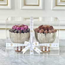 Load image into Gallery viewer, Gift Box of 2 Mother of Pearl Silver Bowls With Dates (37cm x 24cm)
