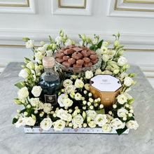 Load image into Gallery viewer, Square White Flower Arrangement with Small German Crystal Chocolate Bowl