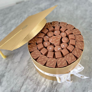 Graduation Cake & Box of Chocolates with Flowers Tray
