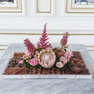 Large - Luxury Chocolate Collection Tray with Flowers