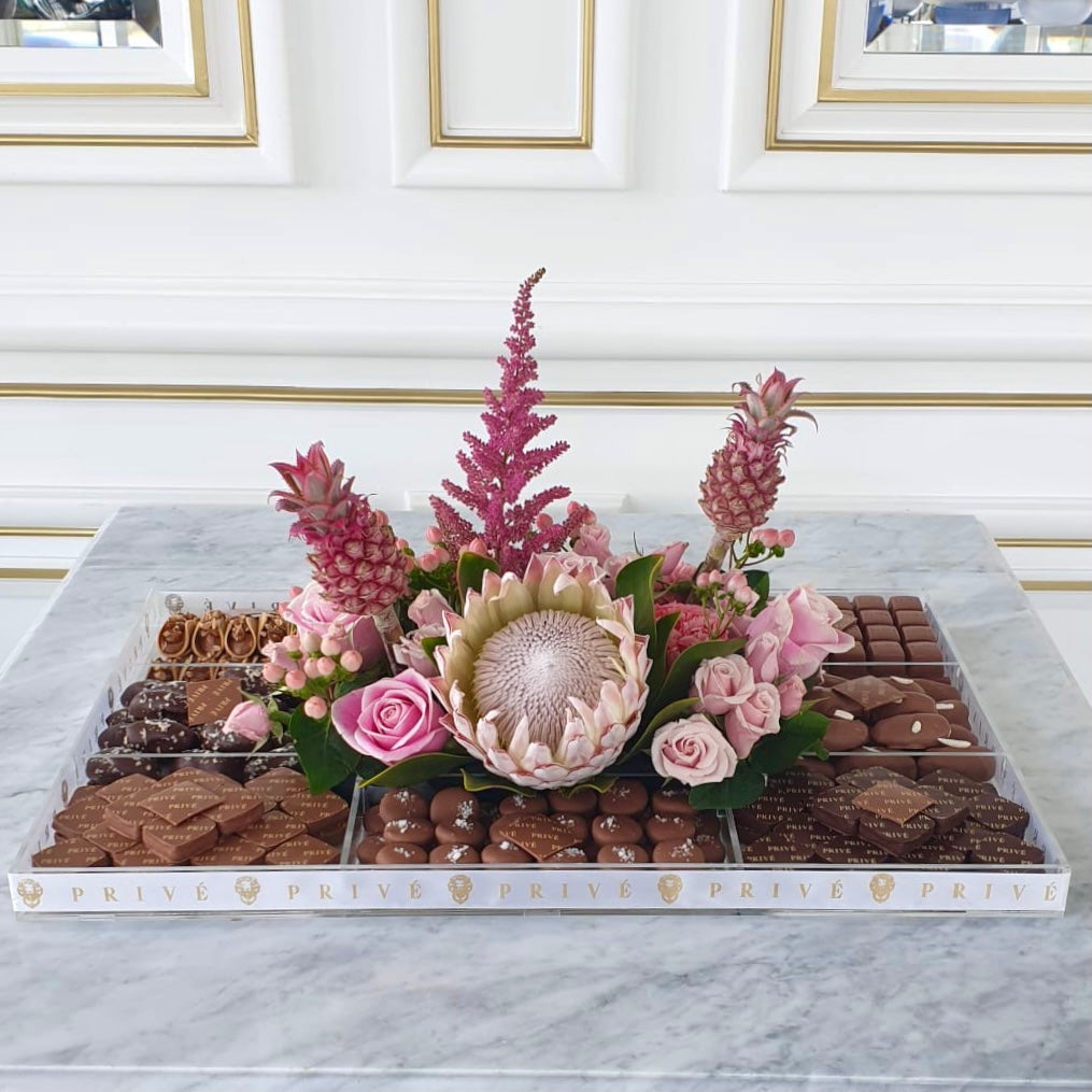 Large - Luxury Chocolate Collection Tray with Flowers