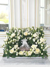 Load image into Gallery viewer, Luxury White Standing Flower Arrangement with Bowl of Best Selling Chocolates
