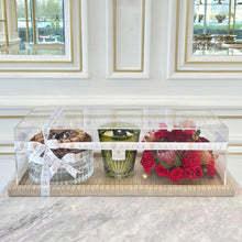 Load image into Gallery viewer, Luxury Leather Tray & Plexi Cover With Flowers and Crystal Bowl of Chocolates
