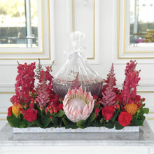 Load image into Gallery viewer, Luxury Red Flower Arrangement with Glass Bowl of Chocolates
