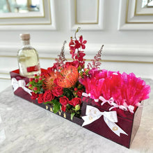 Load image into Gallery viewer, Red Gift Tray With Wrapped Chocolates &amp; Flowers
