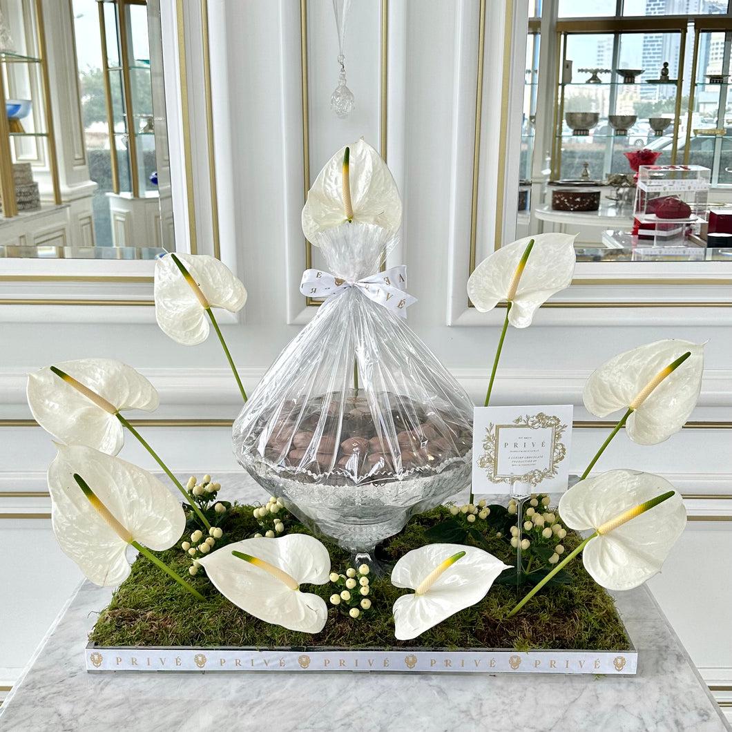 Elegant Anthurium Arrangement with Chocolates