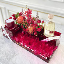 Load image into Gallery viewer, Large Luxury Red Gift Tray With Wrapped Chocolates &amp; Flowers
