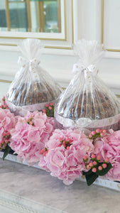 Hydrangea Flowers With Luxury German Crystal Bowl of Chocolates