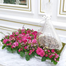 Load image into Gallery viewer, Luxury Pink Flower Bed with Bowl of Chocolates