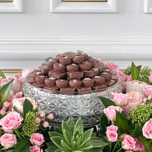 Load image into Gallery viewer, Crystal Chocolate Bowl with Round Pink Flower Arrangement
