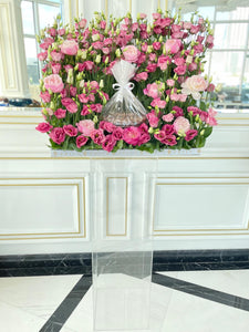 Luxury Standing Dark Pink Flower Arrangement with Chocolates