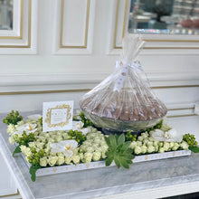Load image into Gallery viewer, Luxury White Flower Bed with Glass Bowl of Chocolates

