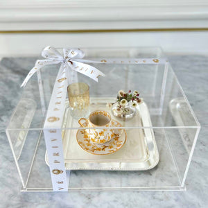 Coffee Set Gift in Plexi Box and Flowers Tray
