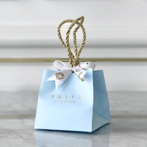 5 Blue Giveaway Bags with Mini Chocolates box