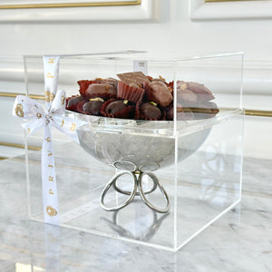 Gift Box of Silver Rings Bowl With Chocolates or Dates