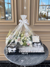 Load image into Gallery viewer, Large “Alf Mabrook” Black Gift Tray With Wrapped Chocolates &amp; Flowers
