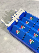 Load image into Gallery viewer, 16 Football Giveaway Boxes in Blue Kuwait Tray
