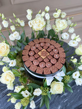 Load image into Gallery viewer, Gold Graduation Cap Chocolate Box with Flowers
