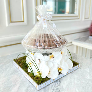 Elegant Orchids Square Tray With Chocolate Bowl