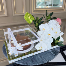 Load image into Gallery viewer, Arrangement with Cake in Gift Box And Orchid &amp; Anthurium Flowers
