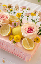 Load image into Gallery viewer, Long Flowers Cake in Acrylic Gift Box - Pink Lemonade Design - Sizes Available - By Order 24hrs
