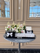 Load image into Gallery viewer, Large “Alf Mabrook” Black Gift Tray With Wrapped Chocolates &amp; Flowers
