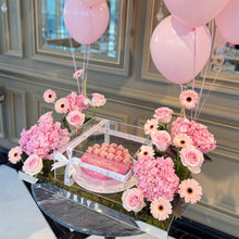 Load image into Gallery viewer, Flowers Cake in Acrylic Gift Box &amp; Pink Flowers
