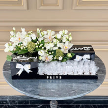 Load image into Gallery viewer, Large Hajj Black Gift Flower Tray With Wrapped Chocolates
