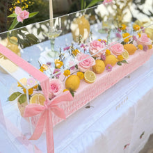 Load image into Gallery viewer, Long Flowers Cake in Acrylic Gift Box - Pink Lemonade Design - Sizes Available - By Order 24hrs
