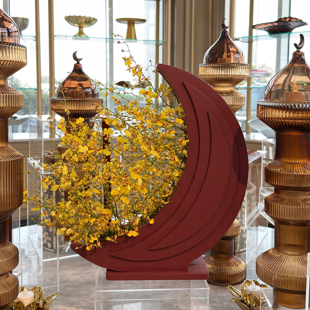 Marroon Leather Moon With Flowers – Prive Chocolates