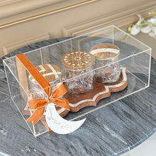 Load image into Gallery viewer, Gift Box of Mother of Pearl Tray with 3 Jars of Wrapped Chocolates &amp; Dates
