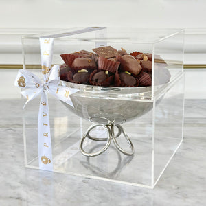 Gift Box of Silver Rings Bowl With Chocolates or Dates