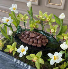 Load image into Gallery viewer, Elegant orchid arrangement with crystal bowl of chocolates
