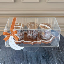 Load image into Gallery viewer, Gift Box of Mother of Pearl Tray with 3 Jars of Wrapped Chocolates &amp; Dates
