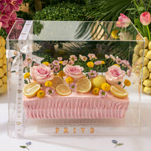 Load image into Gallery viewer, Long Flowers Cake in Acrylic Gift Box - Pink Lemonade Design - Sizes Available - By Order 24hrs
