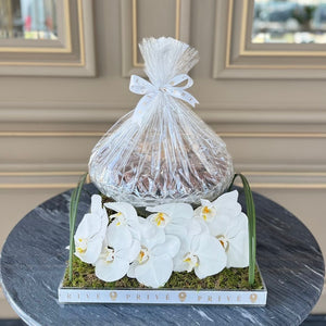 Elegant Orchids Square Tray With Bowl of Chocolates