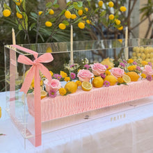 Load image into Gallery viewer, Long Flowers Cake in Acrylic Gift Box - Pink Lemonade Design - Sizes Available - By Order 24hrs
