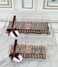 Load image into Gallery viewer, Gift Box of Silver Curves Tray With Chocolate Dates &amp; Baklawa Chocolate
