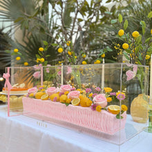 Load image into Gallery viewer, Long Flowers Cake in Acrylic Gift Box - Pink Lemonade Design - Sizes Available - By Order 24hrs
